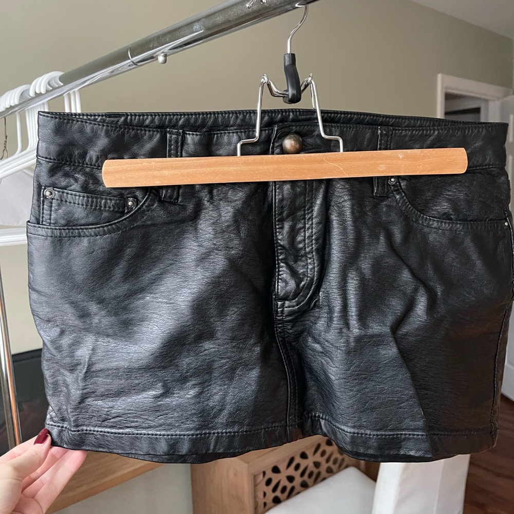BDG Black Leather Mini Skirt